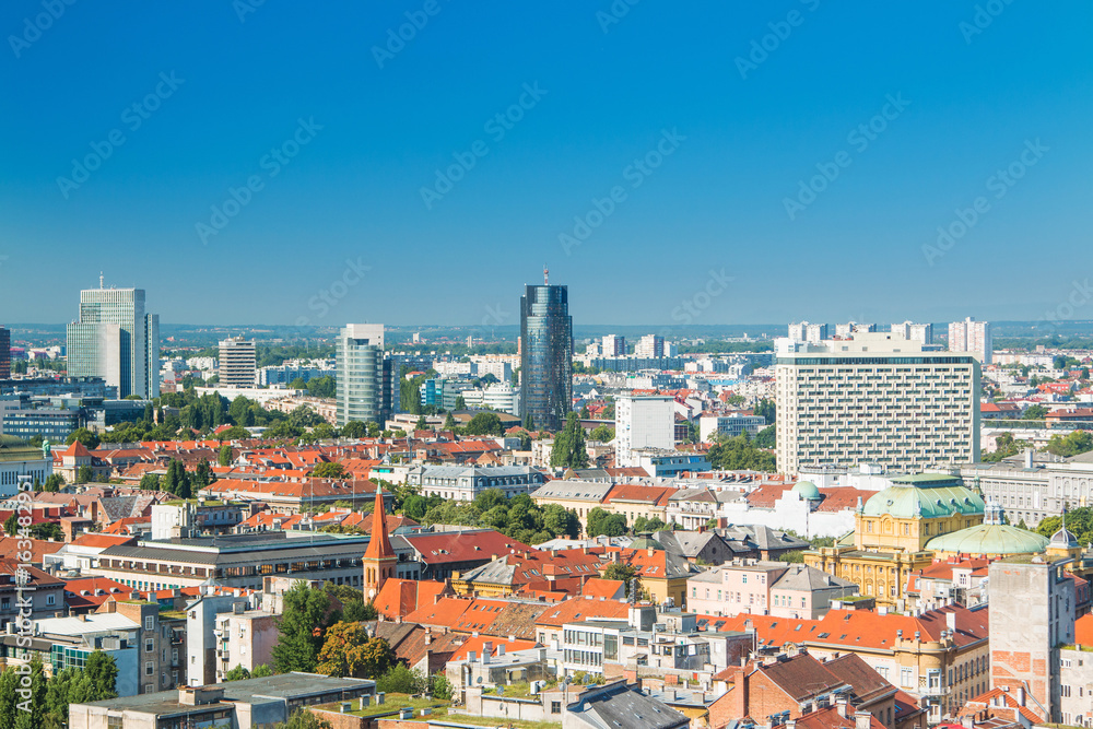     Zagreb down town and modern business towers panoramic view, Croatia capital 