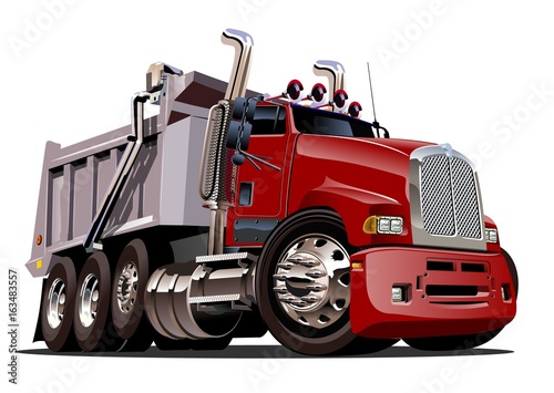 Vector Cartoon Dump Truck. Available EPS-10 vector format separated by groups and layers for easy edit