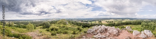 Mountains Panorama in Poland. Hill Jurassic rocks in Miedzianka photo