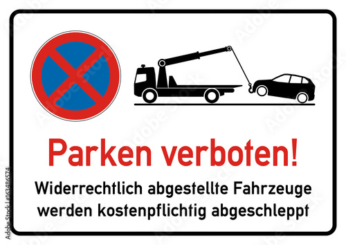 ks203 Kombi-Schild - spr66 SignParkRaum - Parken verboten - Absolutes Haltverbot / Halteverbot - Widerrechtlich abgestellte Fahrzeuge werden kostenpflichtig abgeschleppt - A2 A3 A4 Poster xxl g5275 photo