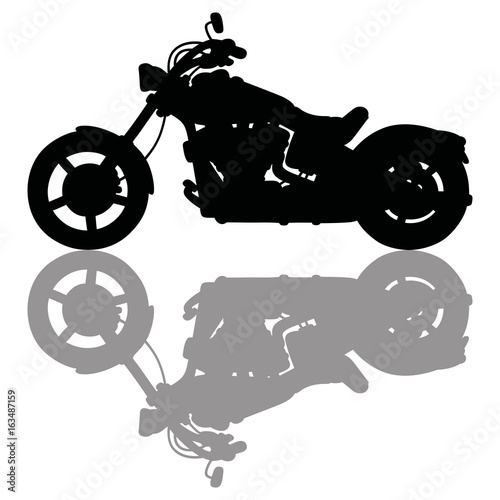 Black silhouette of a heavy chopper