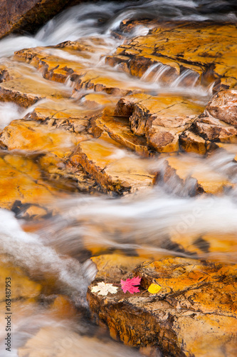 Blurred water over a waterfall with autumn colors photo