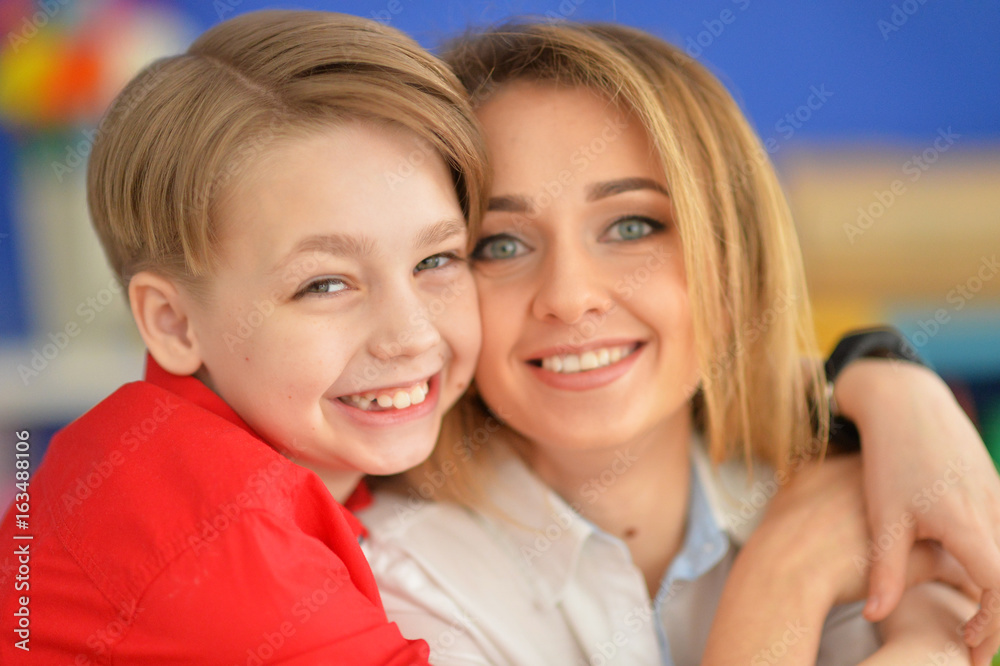 Smiling mother and son Smiling mother and son