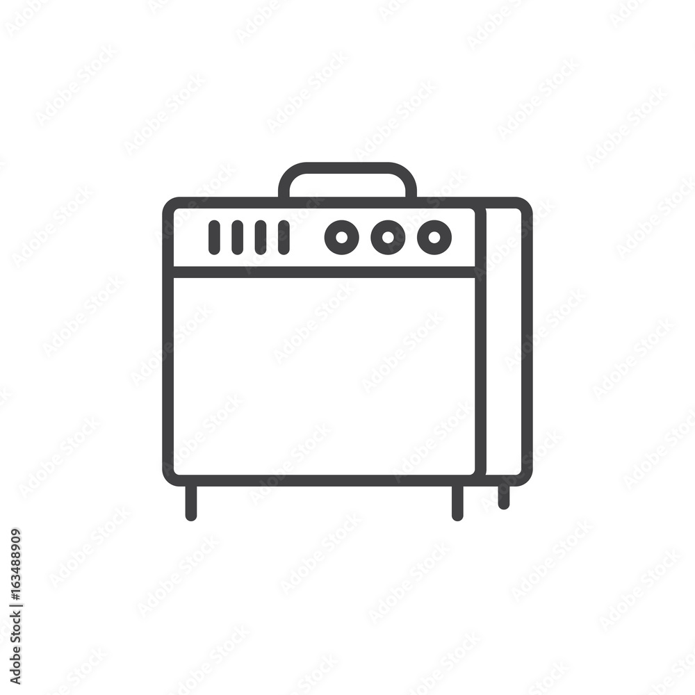 Instrument amplifier line icon, outline vector sign, linear style pictogram isolated on white. Guitar amp symbol, logo illustration. Editable stroke Instrument amplifier line icon, outline vector sign, linear style pictogram isolated on white. Guitar amp symbol, logo illustration. Editable stroke