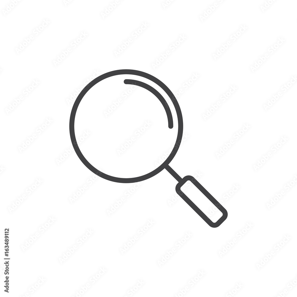 Magnifying glass line icon, outline vector sign, linear style pictogram isolated on white. Zoom symbol, logo illustration. Editable stroke Magnifying glass line icon, outline vector sign, linear style pictogram isolated on white. Zoom symbol, logo illustration. Editable stroke