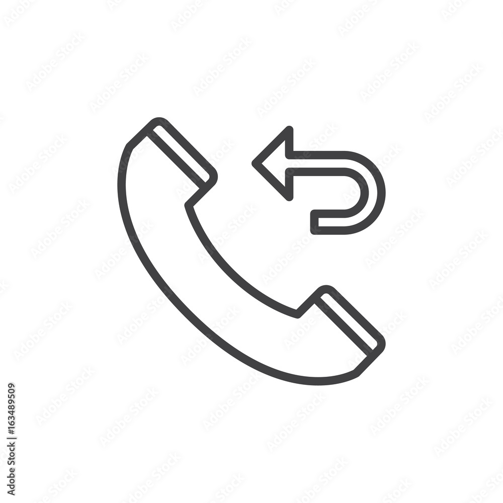 Call back line icon, outline vector sign, linear style pictogram isolated on white. Symbol, logo illustration. Editable stroke. Pixel perfect graphics