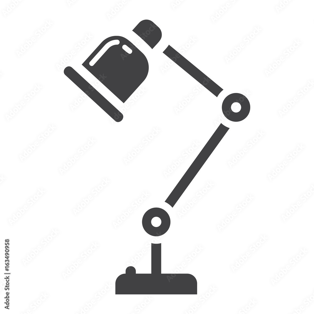 Desk lamp solid icon, table lamp and appliance, vector graphics, a glyph pattern on a white background, eps 10. Desk lamp solid icon, table lamp and appliance, vector graphics, a glyph pattern on a white background, eps 10.