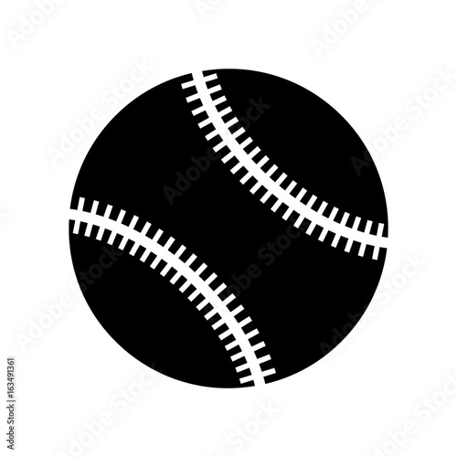 Black and White Baseball Ball Silhouette Isolated