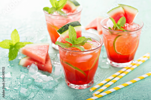 Refreshing summer drink with watermelon