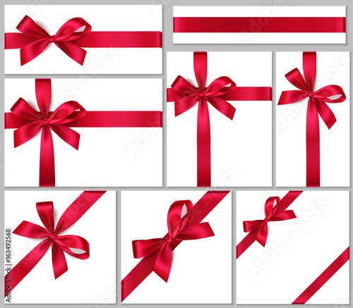 Vector collection of gift boxes with red bow and ribbon