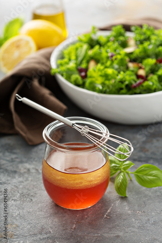 Homemade healthy salad dressing photo