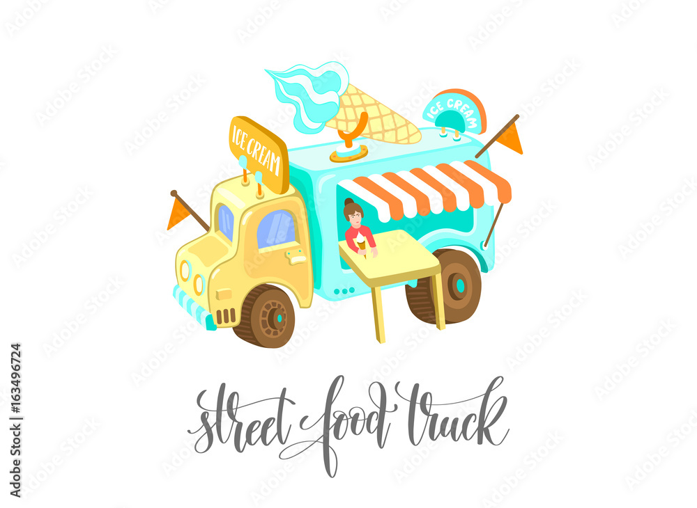 street food truck with ice cream