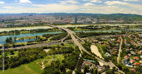 cityscape of Vienna city in Austria, aerial view