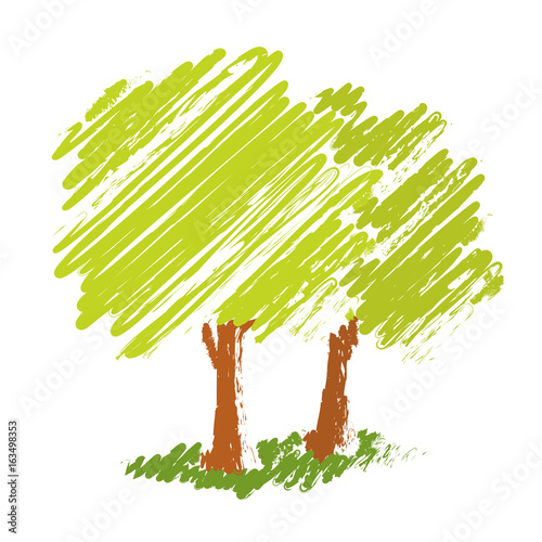 The trees drawn with paints
