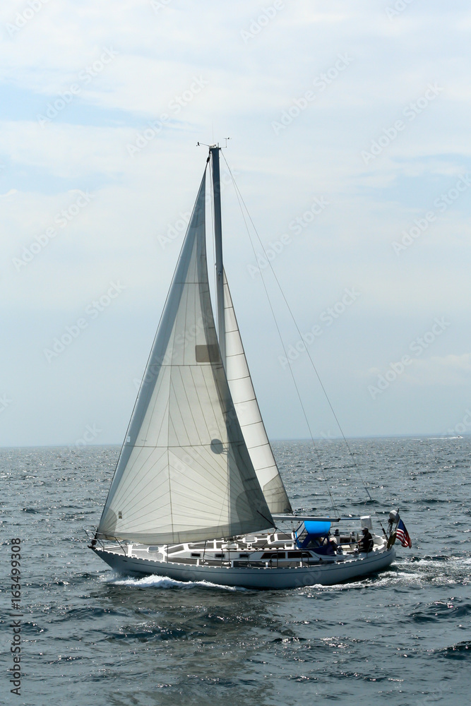 Sailboat on the waters near Boston Harbor