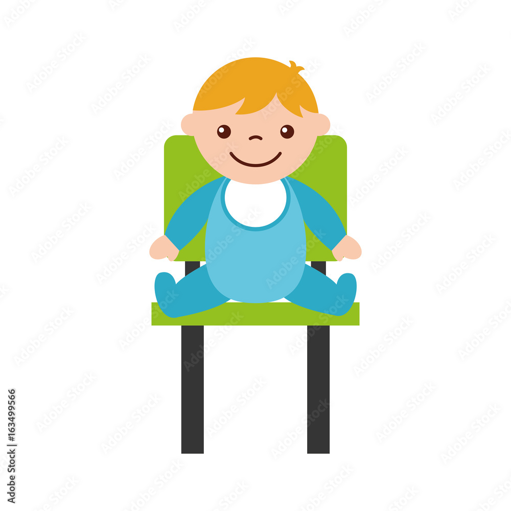 cute boy baby sitting on chair avatar character vector illustration design