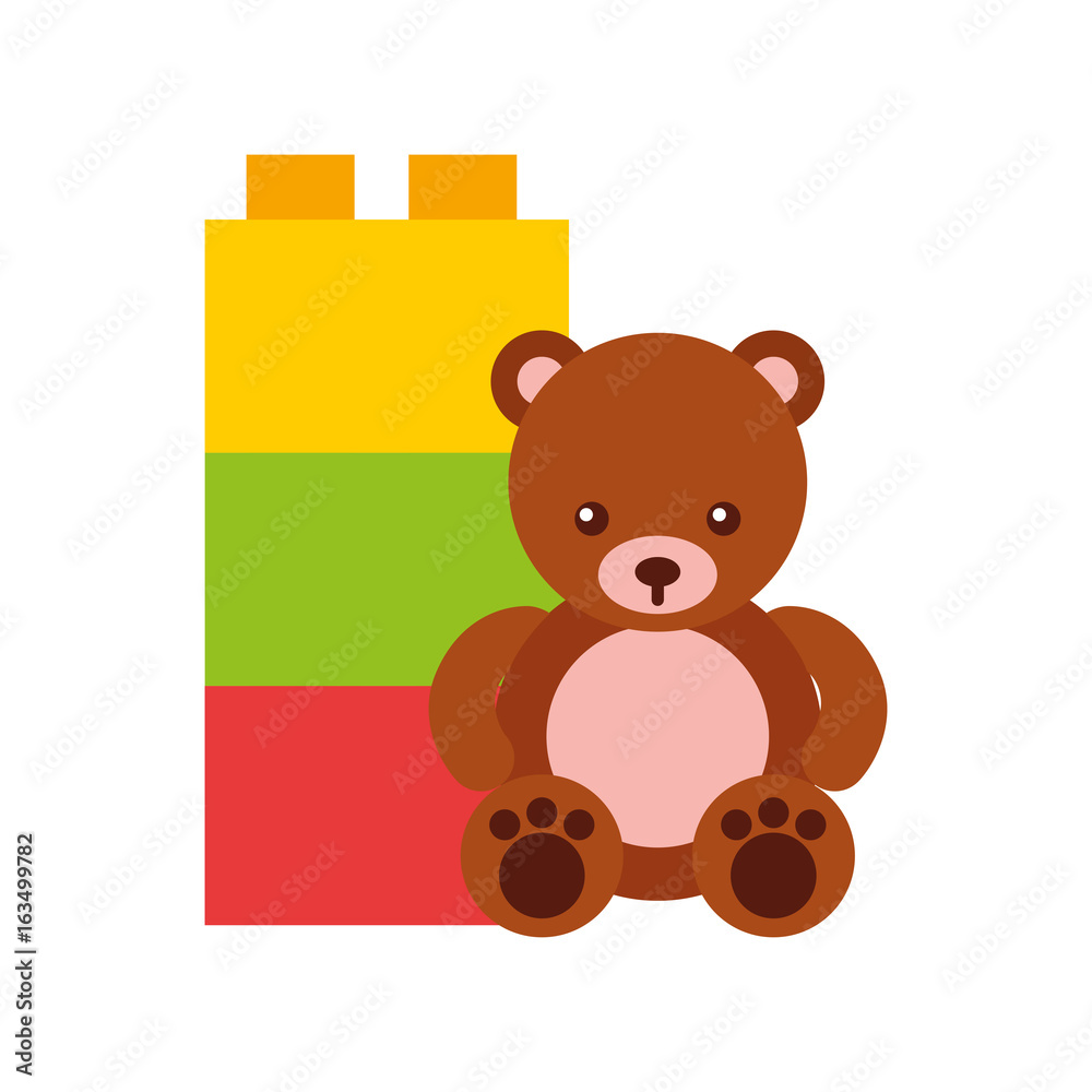 Obraz premium cute bear teddy with blocks vector illustration design