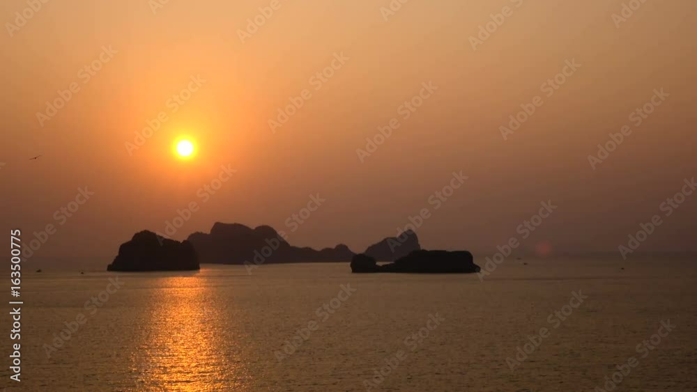 Timelapse of beautiful view of Ha Long Bay at sunrise from the viewpoint. Ha Long Bay is a UNESCO World Heritage Site and popular travel destination. Timelapse of beautiful view of Ha Long Bay at sunrise from the viewpoint. Ha Long Bay is a UNESCO World Heritage Site and popular travel destination.