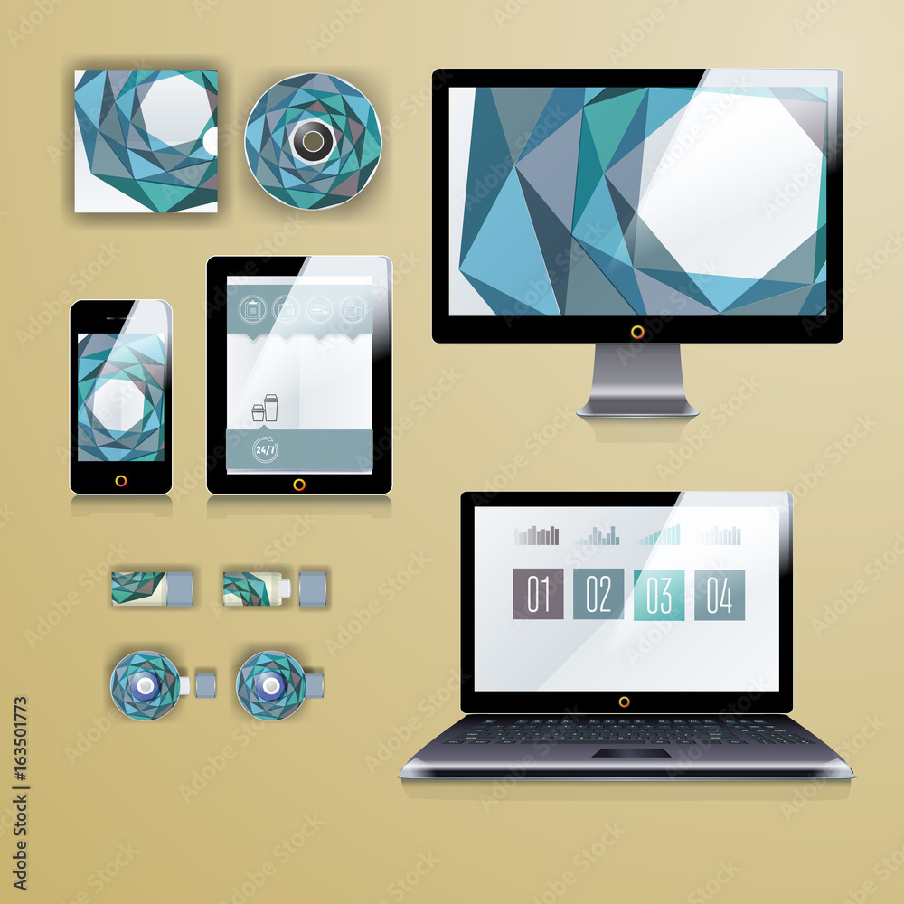 Modern application template design for corporate identity. Computer tablet and phone set. Modern application template design for corporate identity. Computer tablet and phone set.