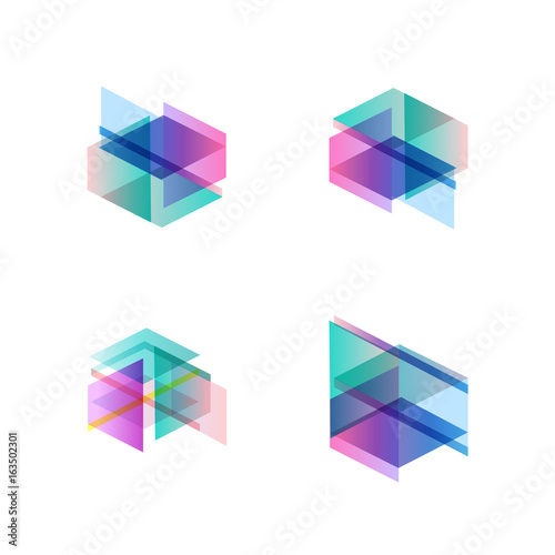 Obraz na plátně Set of minimal geometric multicolor shapes