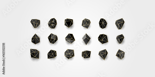 Set of minimal geometric monochrome symbol set shapes. Trendy icons and logotypes. Business signs symbols, labels, badges, frames and borders