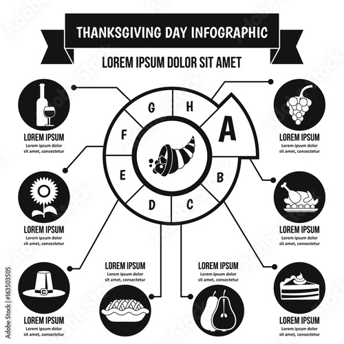 Thanksgiving Day infographic concept, simple style