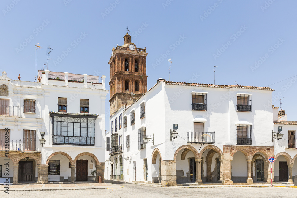 Plaza Grande square and the Candelaria church in Zafra, Province of Badajoz, Spain