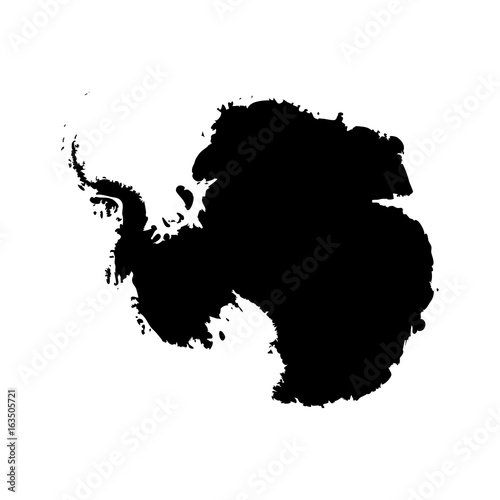 Silhouette map af Antarctica. High detailed black vector illustration isolated on white background.