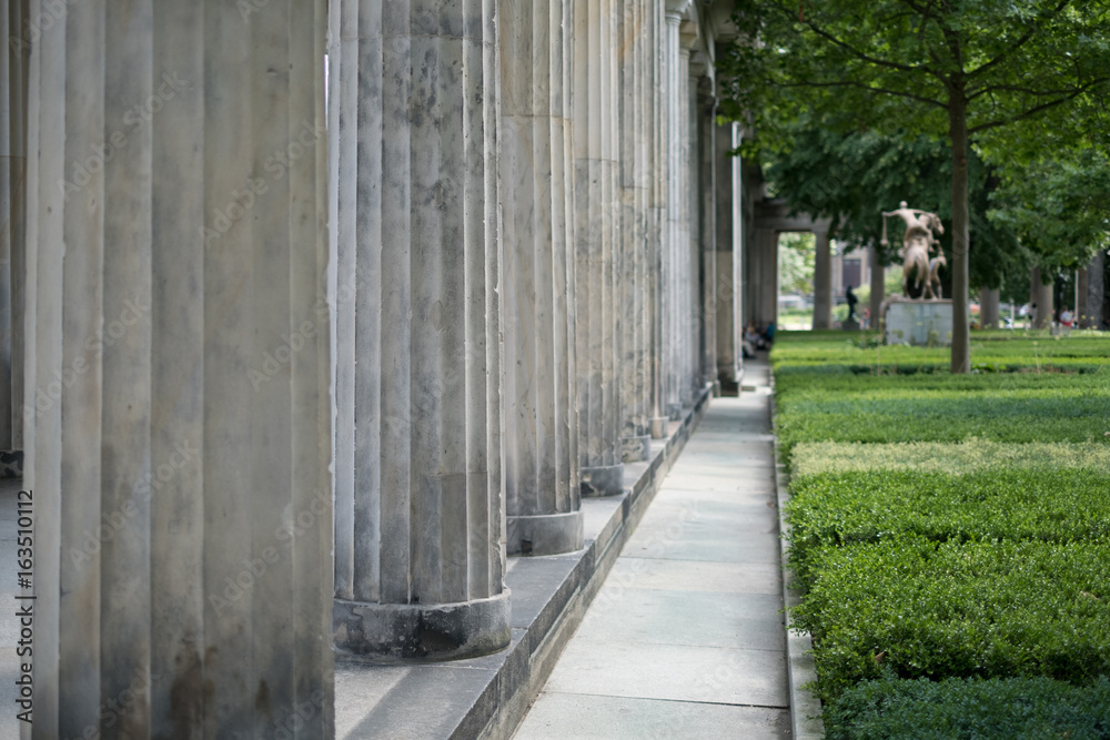 pillars / columns in garden of old national gallery in Berlin