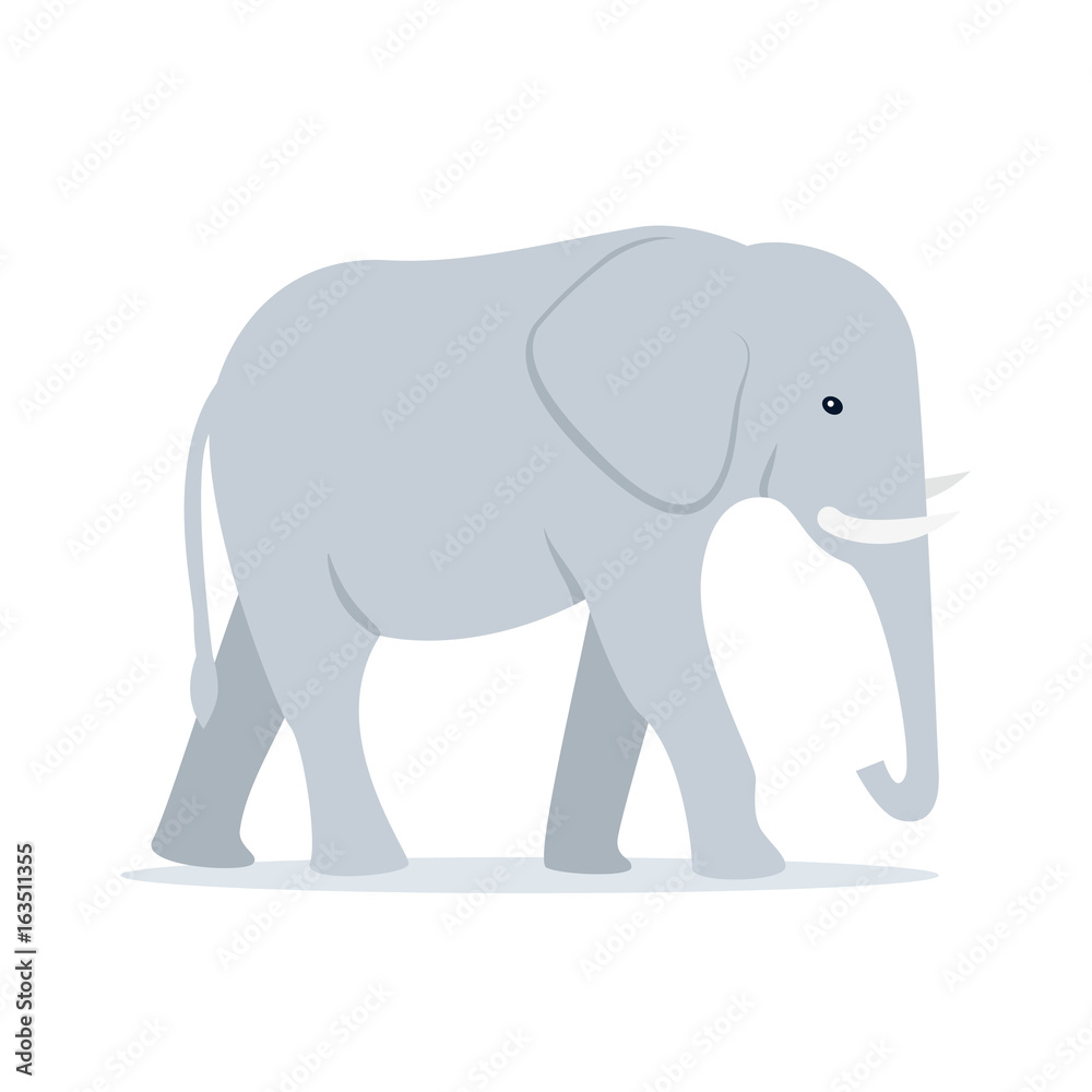 Walking Adult Elephant Vector Illustration