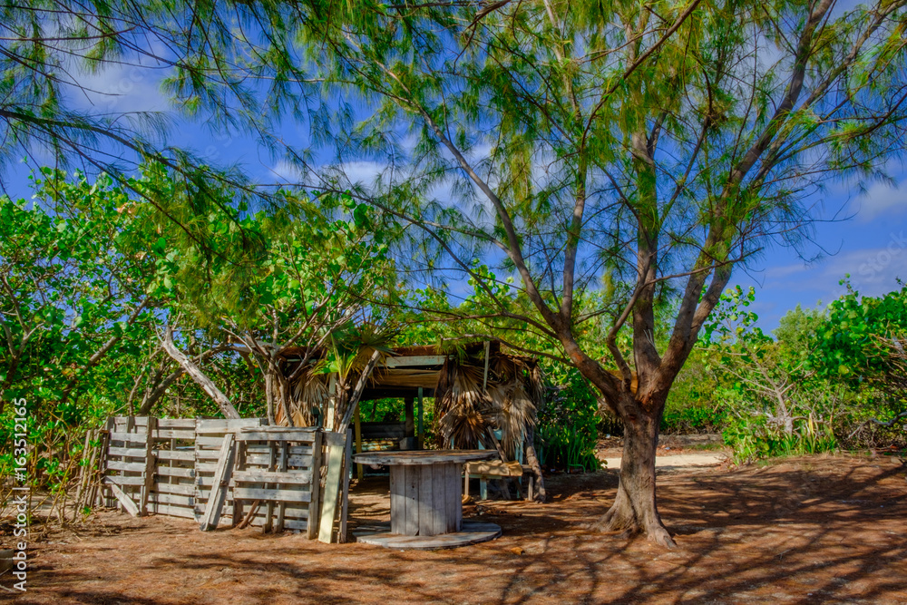 Abandoned derelict shack by the coast in the West Bay district, Grand Cayman, Cayman Islands Abandoned derelict shack by the coast in the West Bay district, Grand Cayman, Cayman Islands