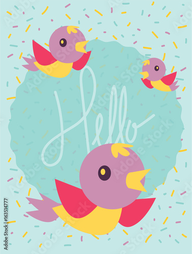 Obraz na płótnie SWEET BIRD Greeting Card Template w salonie