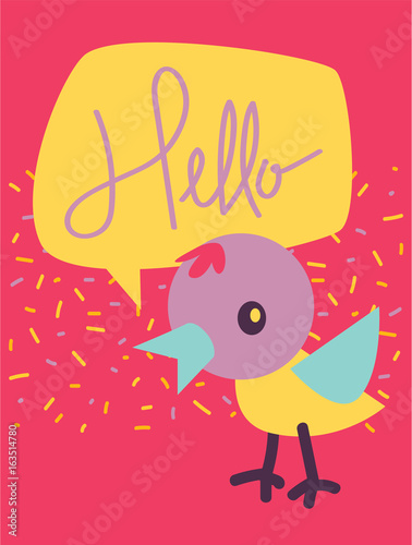 Obraz na płótnie SWEET BIRD Greeting Card Template w salonie