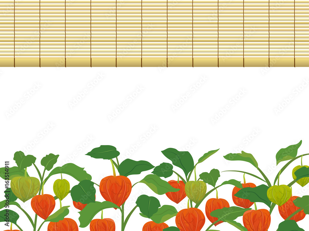 すだれとほおずき 和風の夏イメージ背景 Stock Vector Adobe Stock