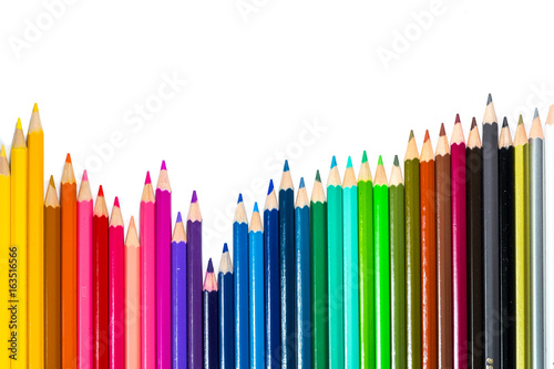 Color pencils on white background