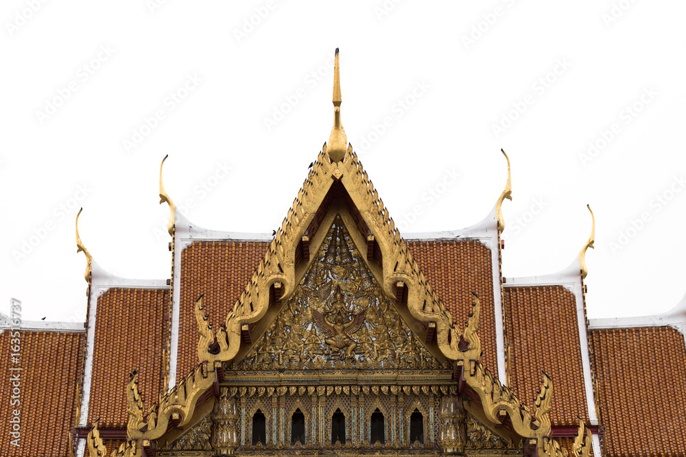 Fototapeta premium Thai art on the roof in Wat Benchamabophit Dusitvanaram is a Buddhist temple in the Dusit district of Bangkok, Thailand and Also known as the marble temple