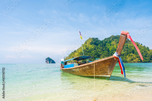 Long boa at Rairay beach, Krabi Thailand