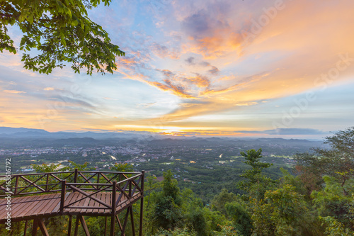 Beautiful landscape of Sunset with Viewpoint of Tourist, sky and cloudy view from top mountain Name is Phu Bo Bit, Loei, Thailand