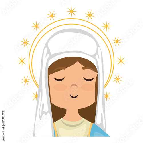 cartoon virgin mary icon over white background colorful design vector illustration