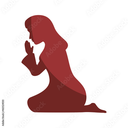 silhouette of virgin mary icon over white background vector illustration