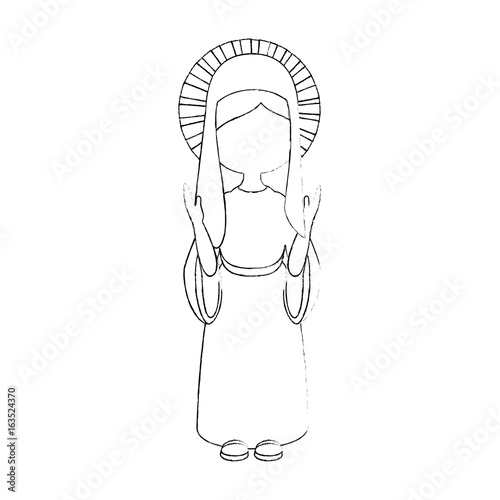 virgin mary icon over white background vector illustration