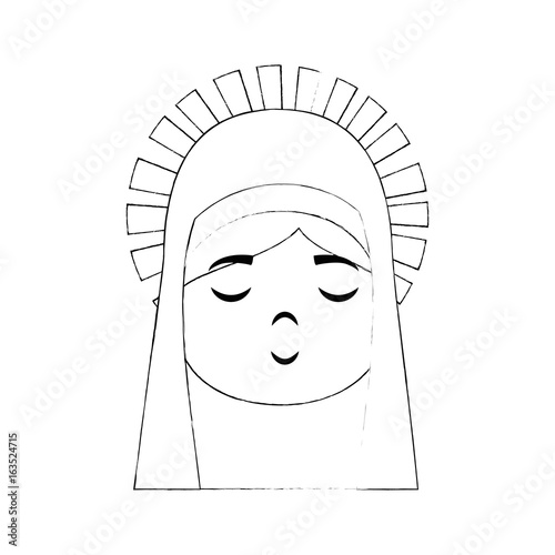 cartoon virgin mary icon over white background vector illustration
