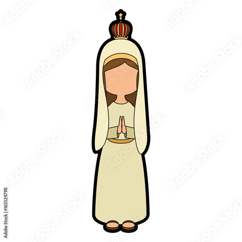 virgin mary icon over white background colorful design vector illustration