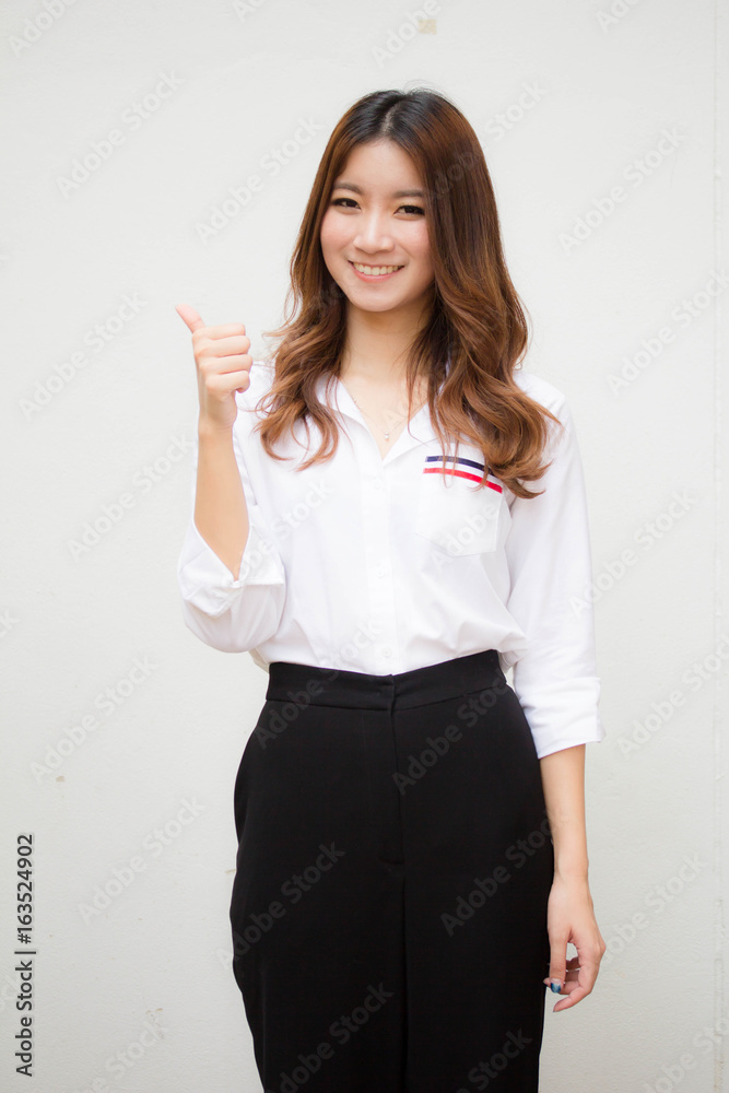 Portrait of thai adult working women white shirt OK Portrait of thai adult working women white shirt OK