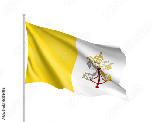 Flag of Vatican City State. Papal States - catholic country of Sounhern European. Holy See symbol. Vector icon illustration