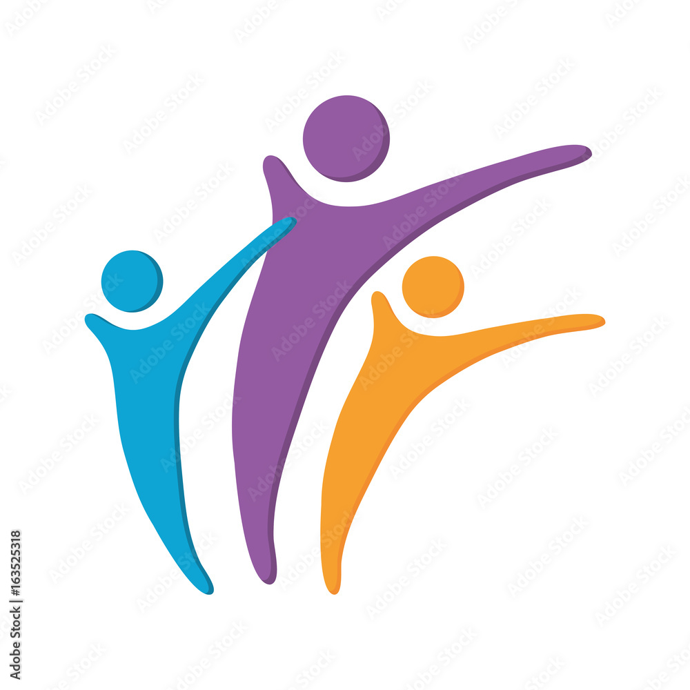 Abstract human figures with hands raised icon over white background colorful design vector illustration Abstract human figures with hands raised icon over white background colorful design vector illustration