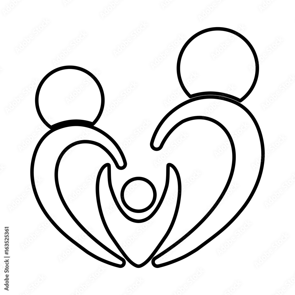 Abstract human figures in heart shape icon over white background vector illustration Abstract human figures in heart shape icon over white background vector illustration