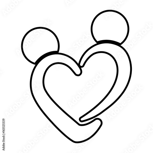 Abstract human figures in heart shape icon over white background vector illustration