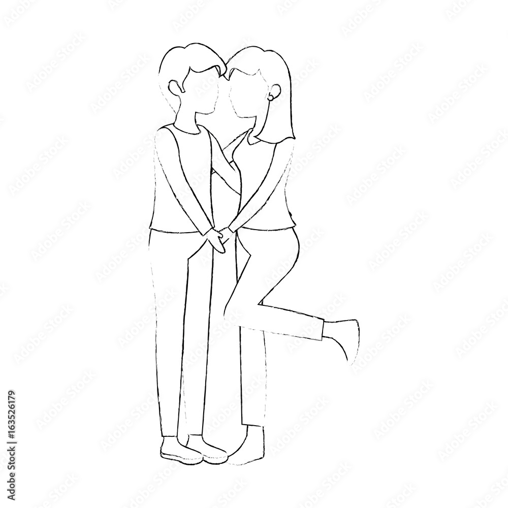 Couple of lovers kissing icon over white background vector illustration Couple of lovers kissing icon over white background vector illustration