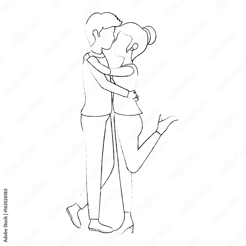 Couple of lovers kissing icon over white background vector illustration Couple of lovers kissing icon over white background vector illustration
